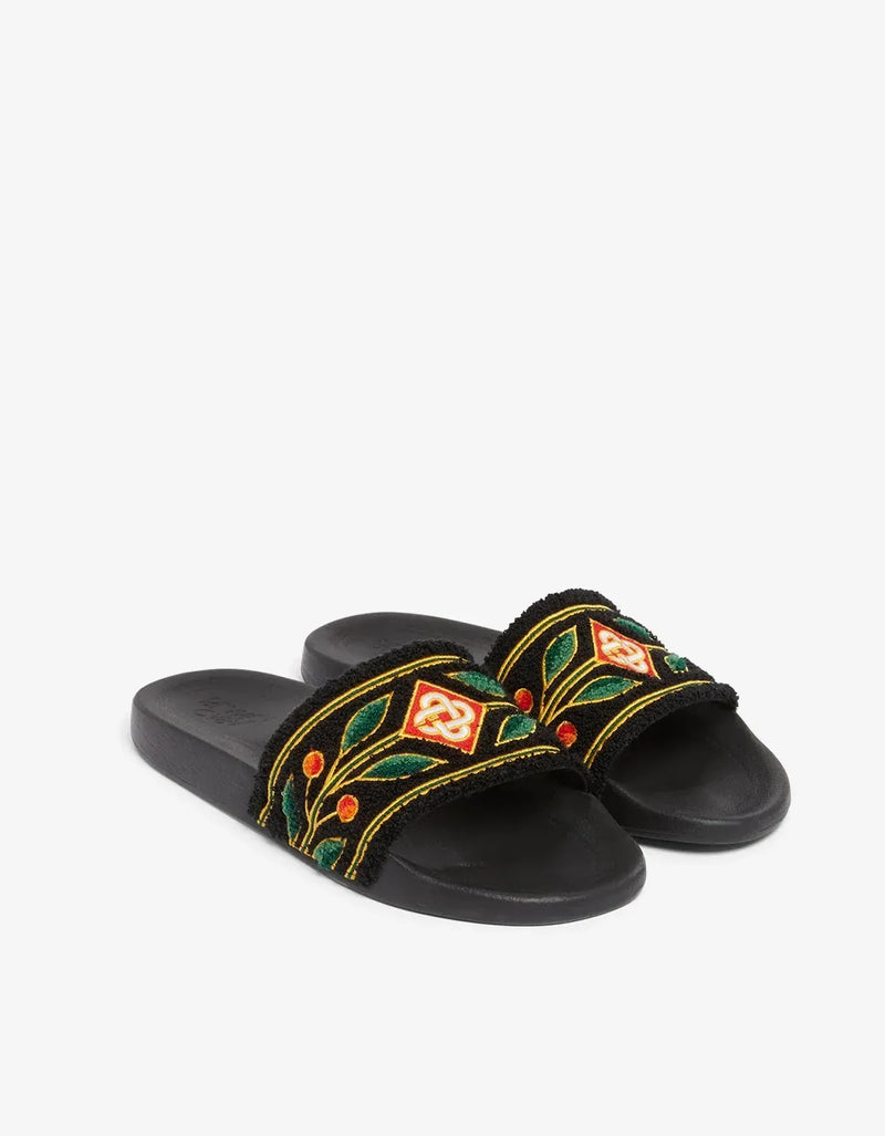 Casablanca Black Laurel Terry Slides Sandals A-SS26-FW-058-02-M