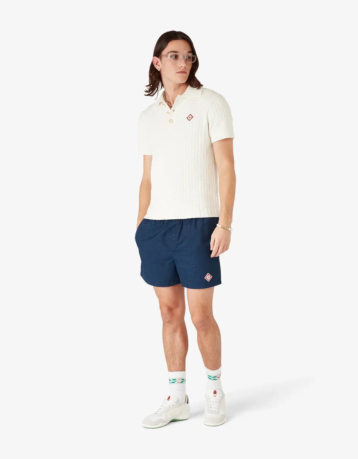 Casablanca Blue Monogram Jacquard Swim Shorts M-SS26-TR-224-01