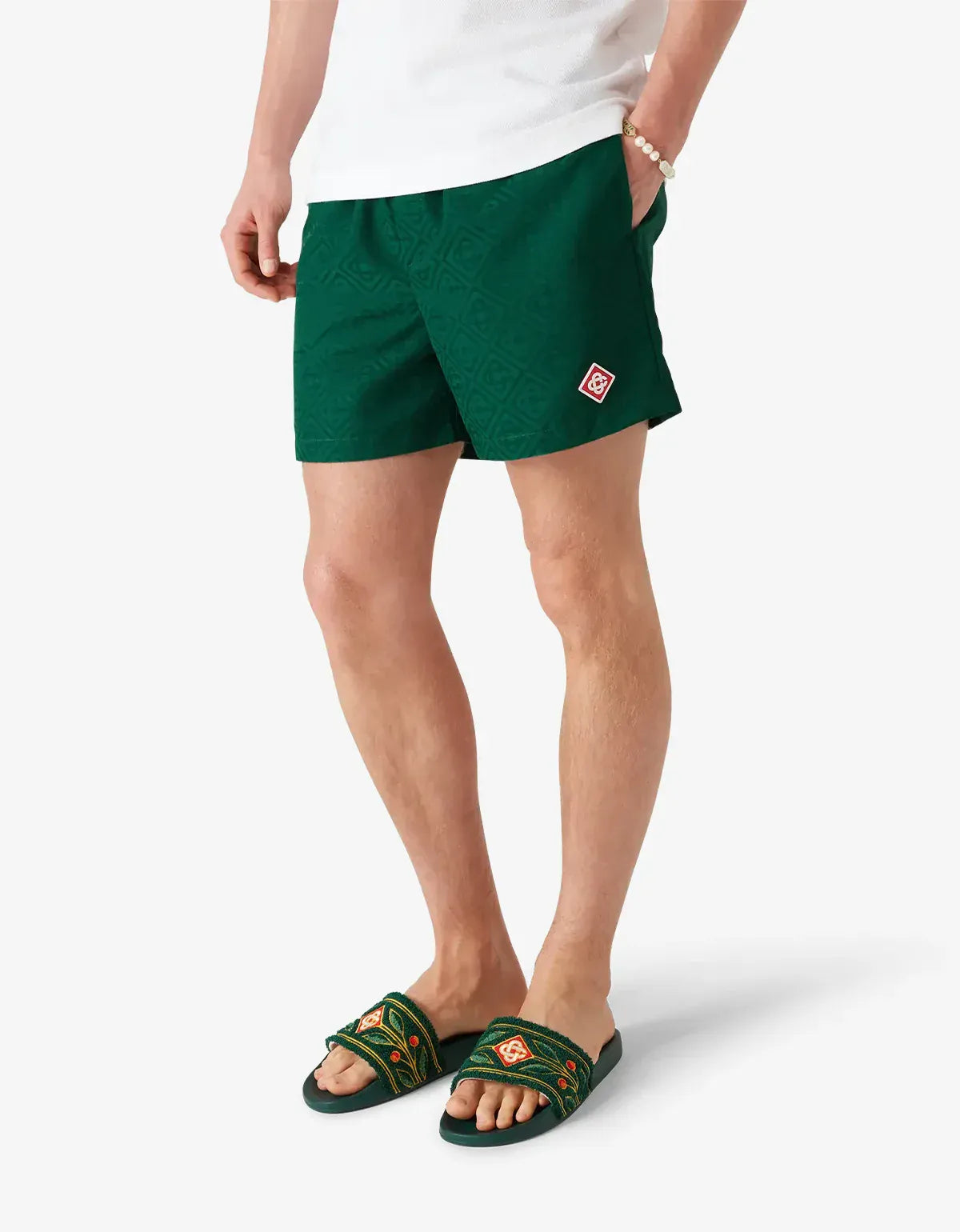 Casablanca Green Monogram Jacquard Swim Shorts M-SS26-TR-224-03