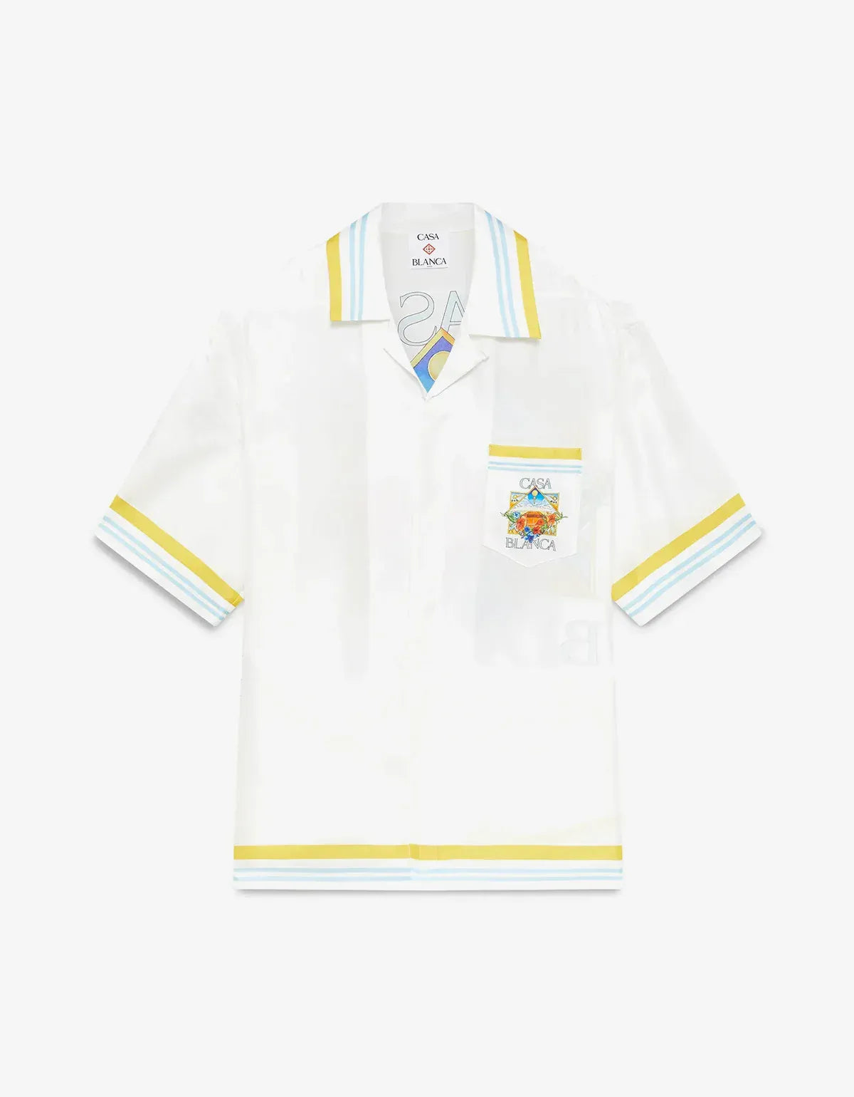 Casablanca White Tennis Landscape Short Sleeve Silk Shirt M-SS26-SH-003-04