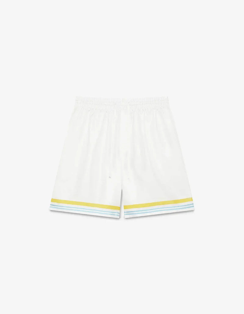 Casablanca White Tennis Landscape Silk Shorts M-SS26-TR-399-09