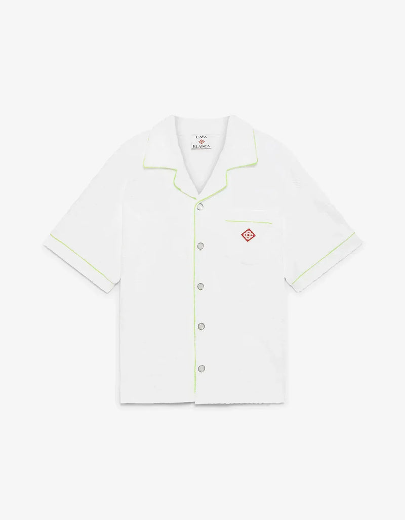 Casablanca White Towelling Monogram Short Sleeve Shirt M-SS26-SH-085-01