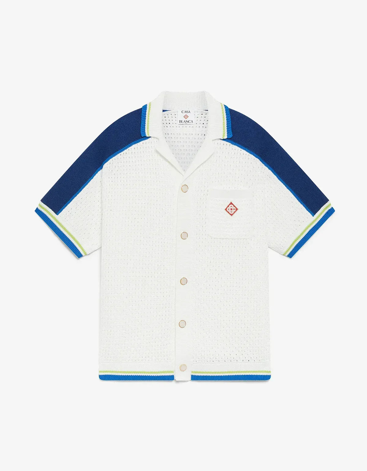 Casablanca White & Blue Short Sleeve Crochet Shirt M-SS26-KW-1310-01