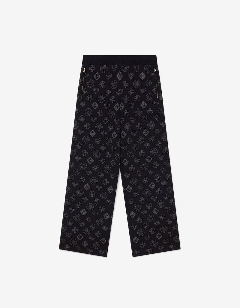 Casblanca Black Monogram Jacquard Trousers M-AW25-KW-1125-01