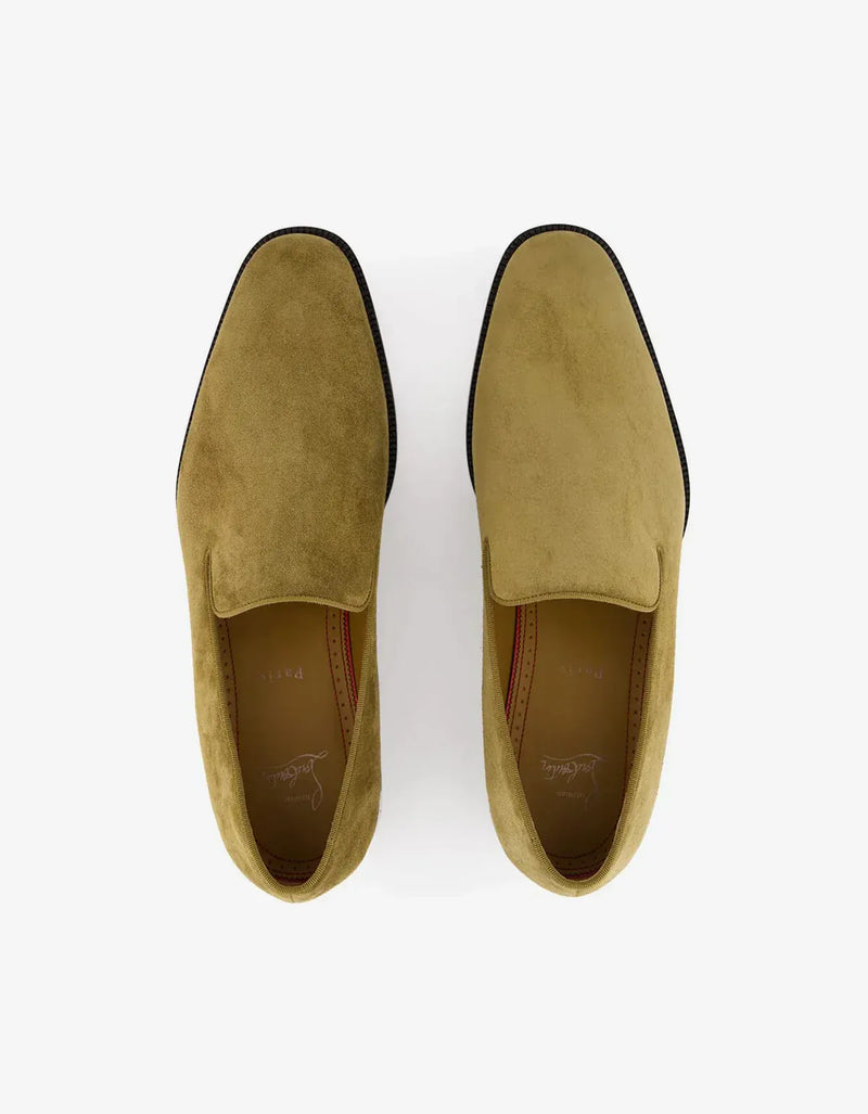 Christian Louboutin Beige Danny Flex Suede Loafers – mens designer