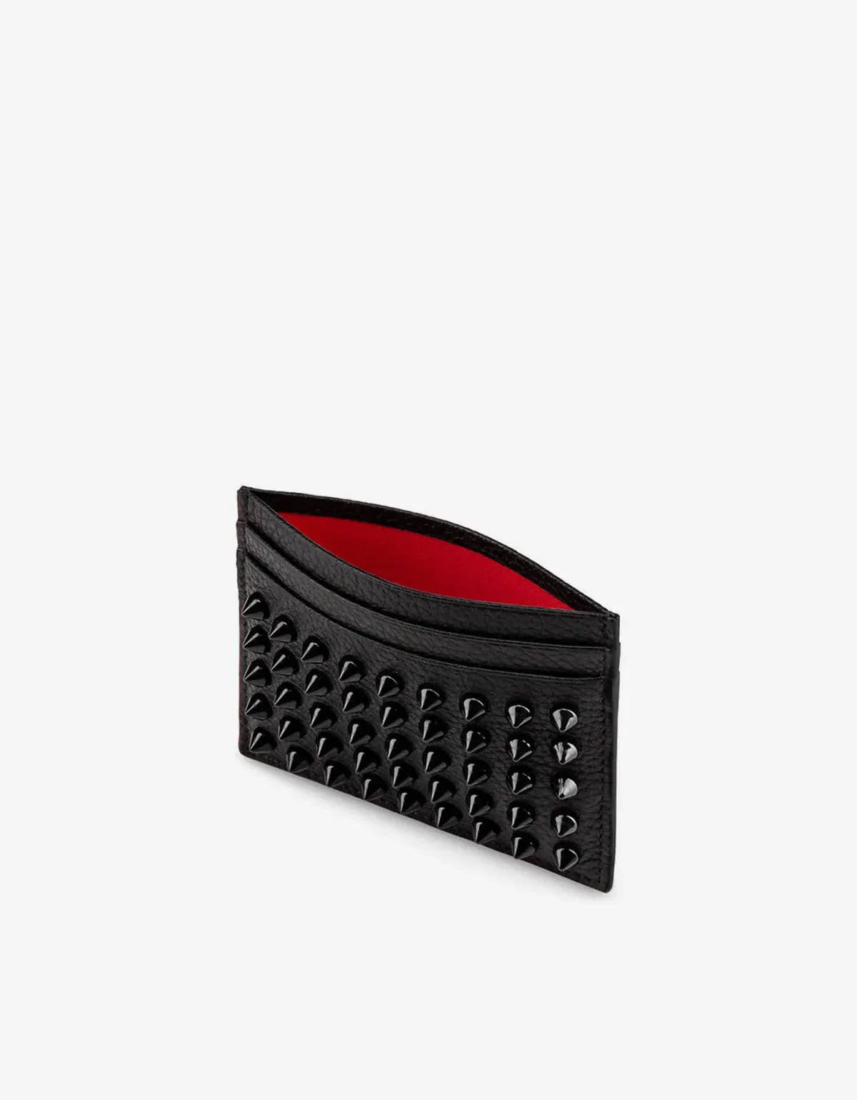 Christian Louboutin Black M Kios Leather & Spike Card Holder 1175211 CM53