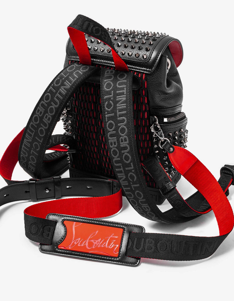 Christian Louboutin Explorafunk Small Black Leather Spikes Backpack