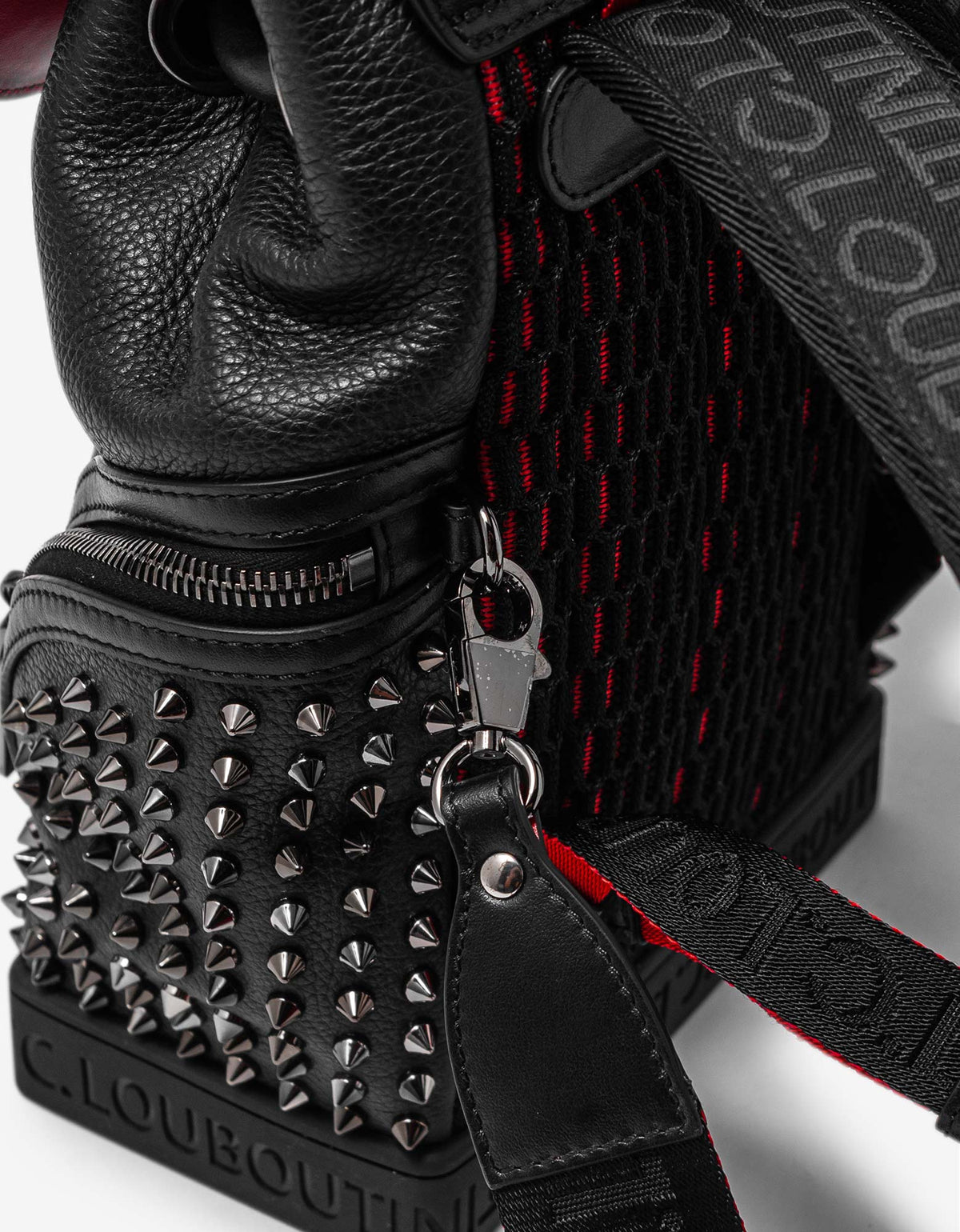 Christian Louboutin Explorafunk Small Black Leather Spikes Backpack