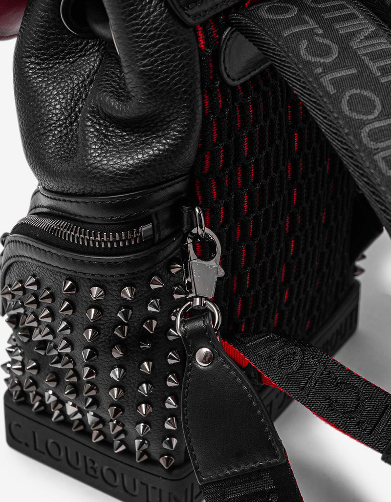 Christian Louboutin Explorafunk Small Black Leather Spikes Backpack