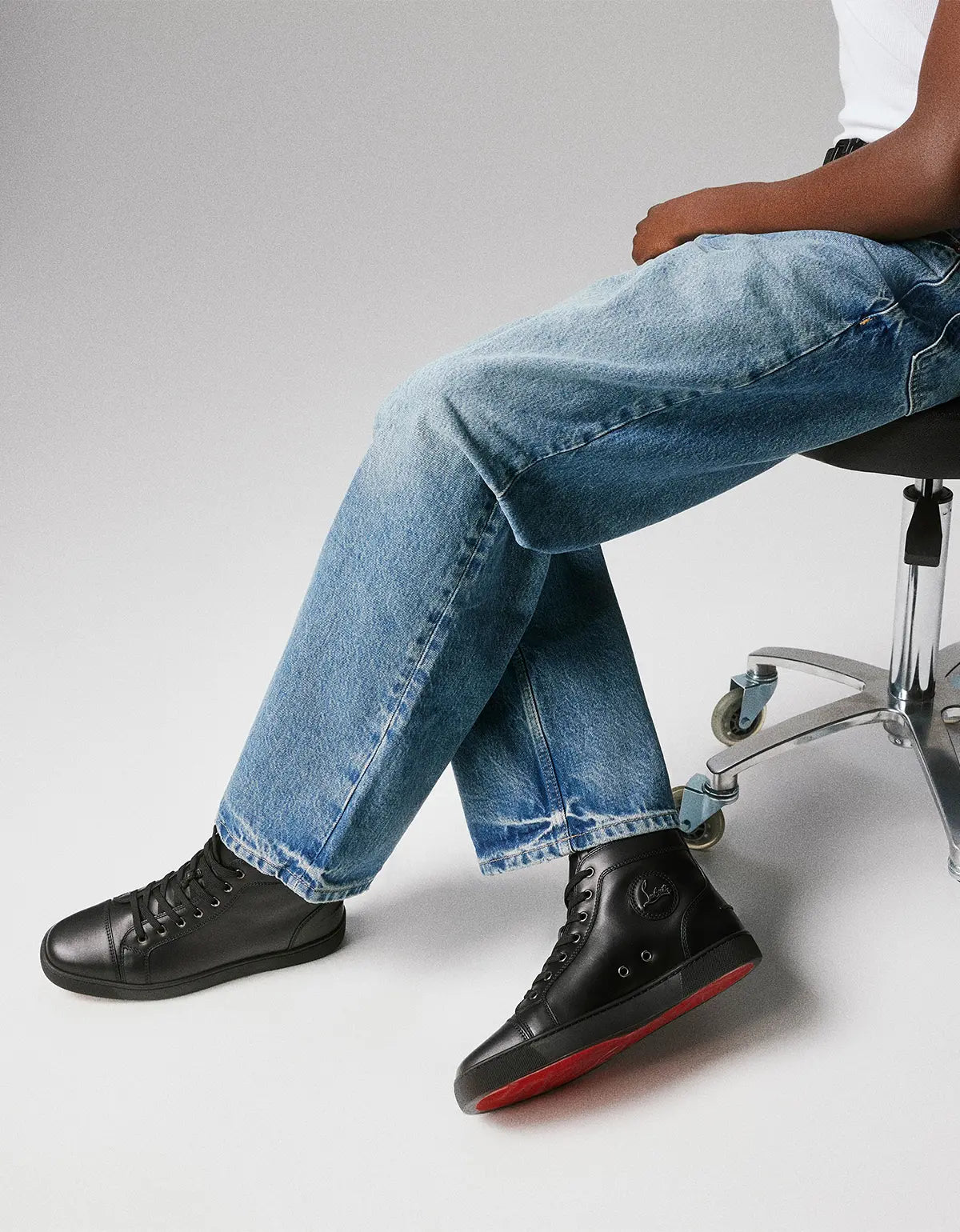 Christian Louboutin Louis Flat Calf Black High Top Trainers