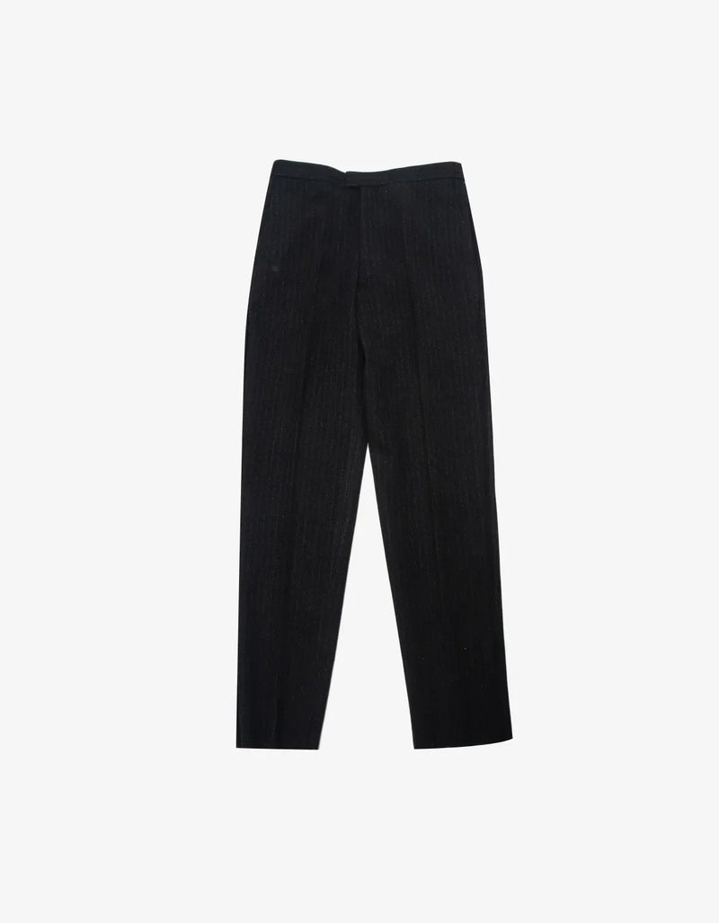 Comme Des Garçons Black Wool Pinstripe Trousers
