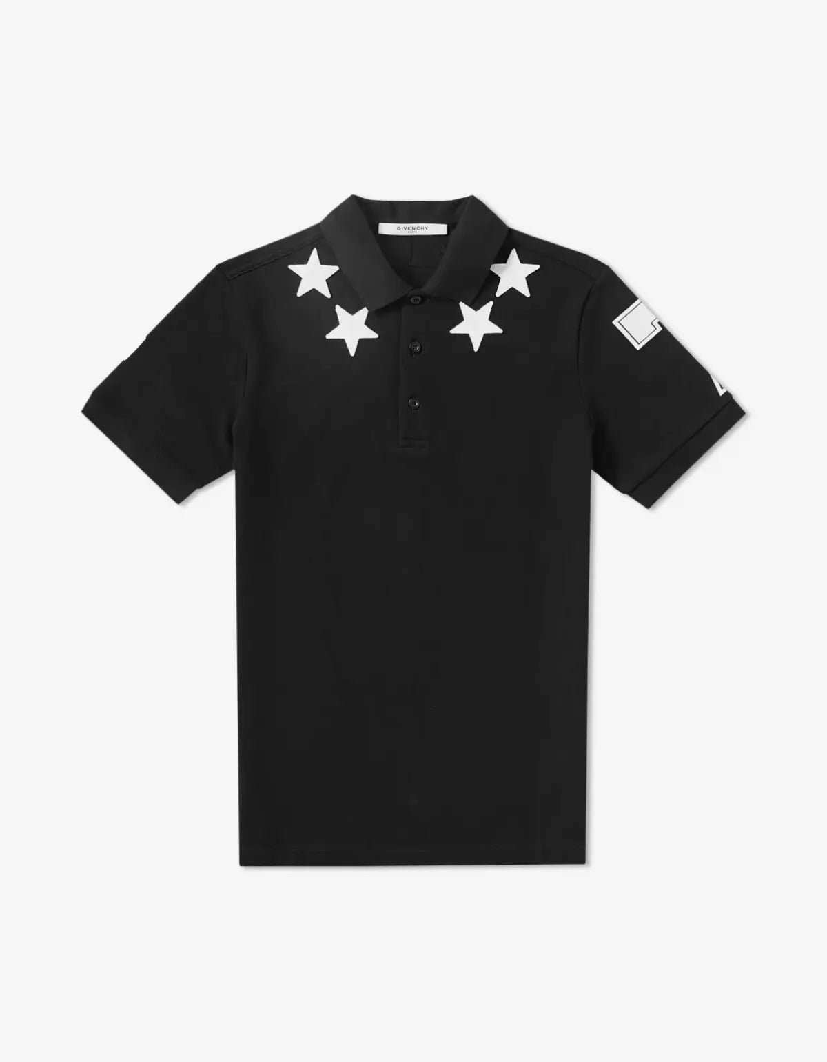 Givenchy Black '74' Cuban Fit Polo T-Shirt with Stars