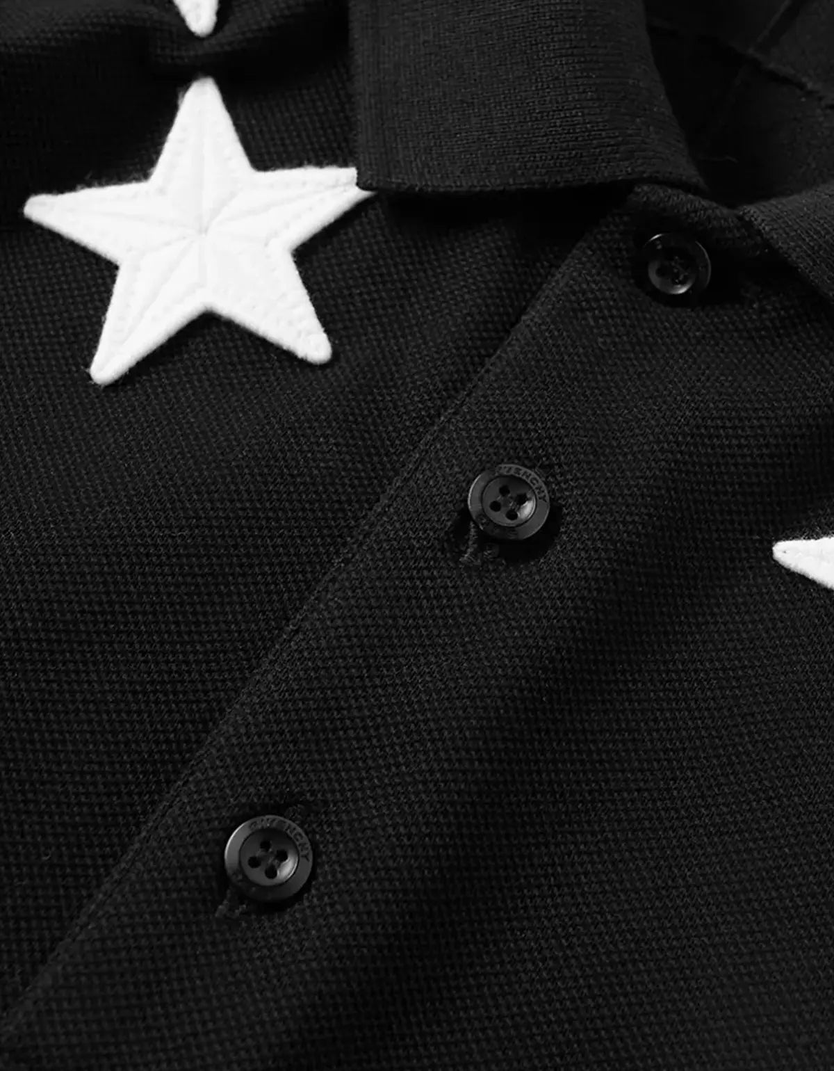Givenchy Black '74' Cuban Fit Polo T-Shirt with Stars