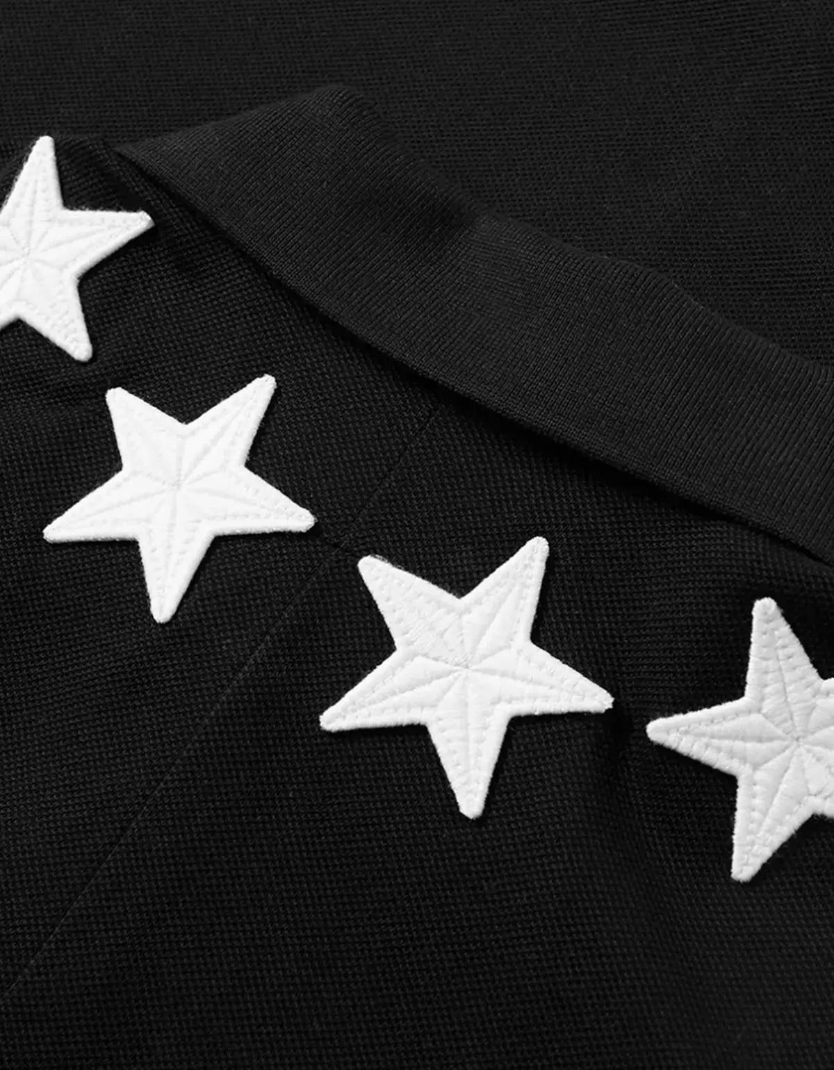 Givenchy Black '74' Cuban Fit Polo T-Shirt with Stars