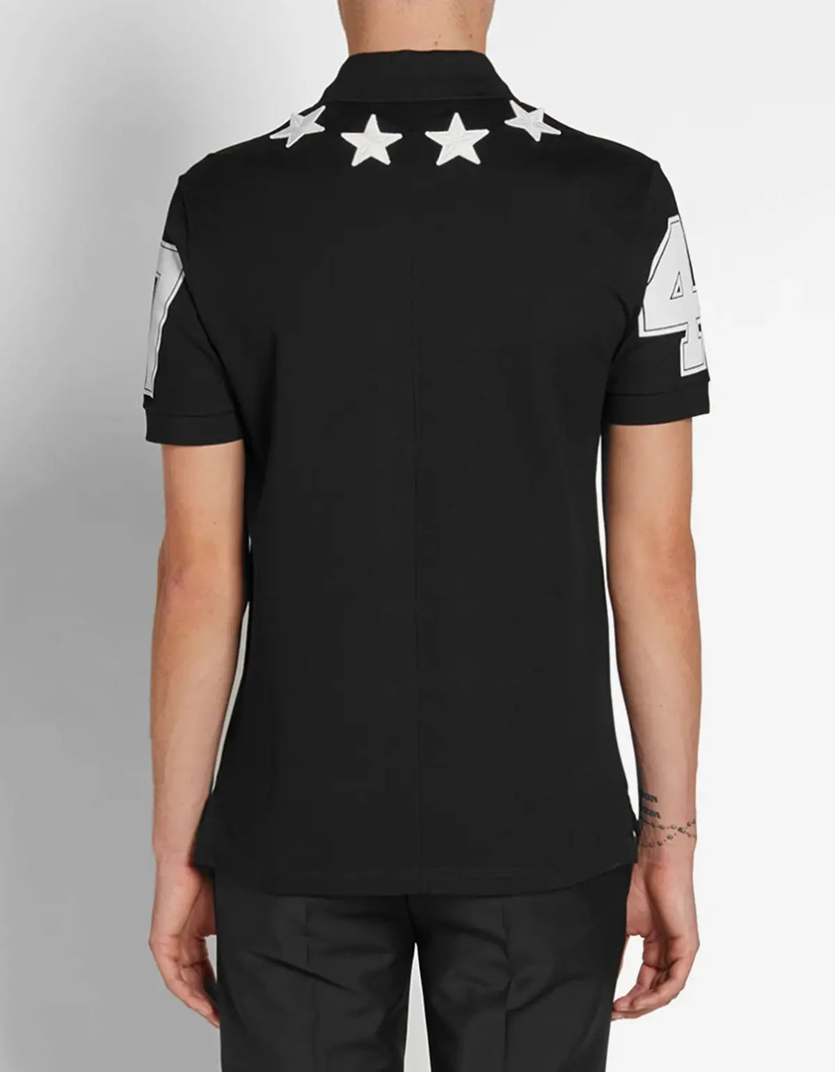 Givenchy Black '74' Cuban Fit Polo T-Shirt with Stars