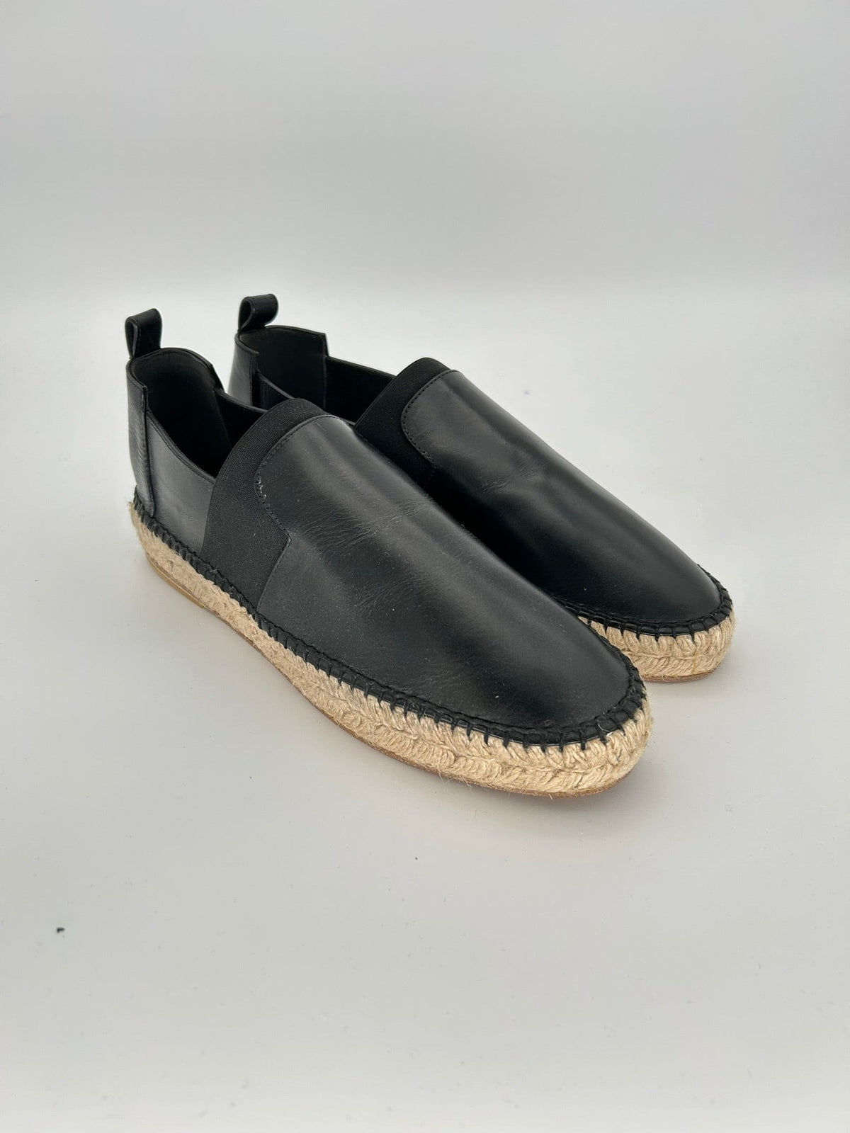 Balenciaga Black Leather Espadrilles with Elasticated Band — SS16