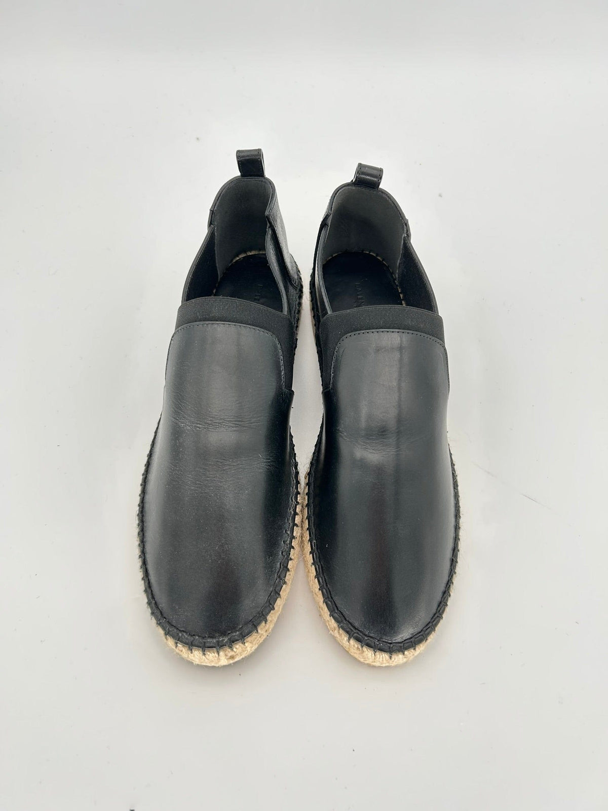 Balenciaga Black Leather Espadrilles with Elasticated Band — SS16