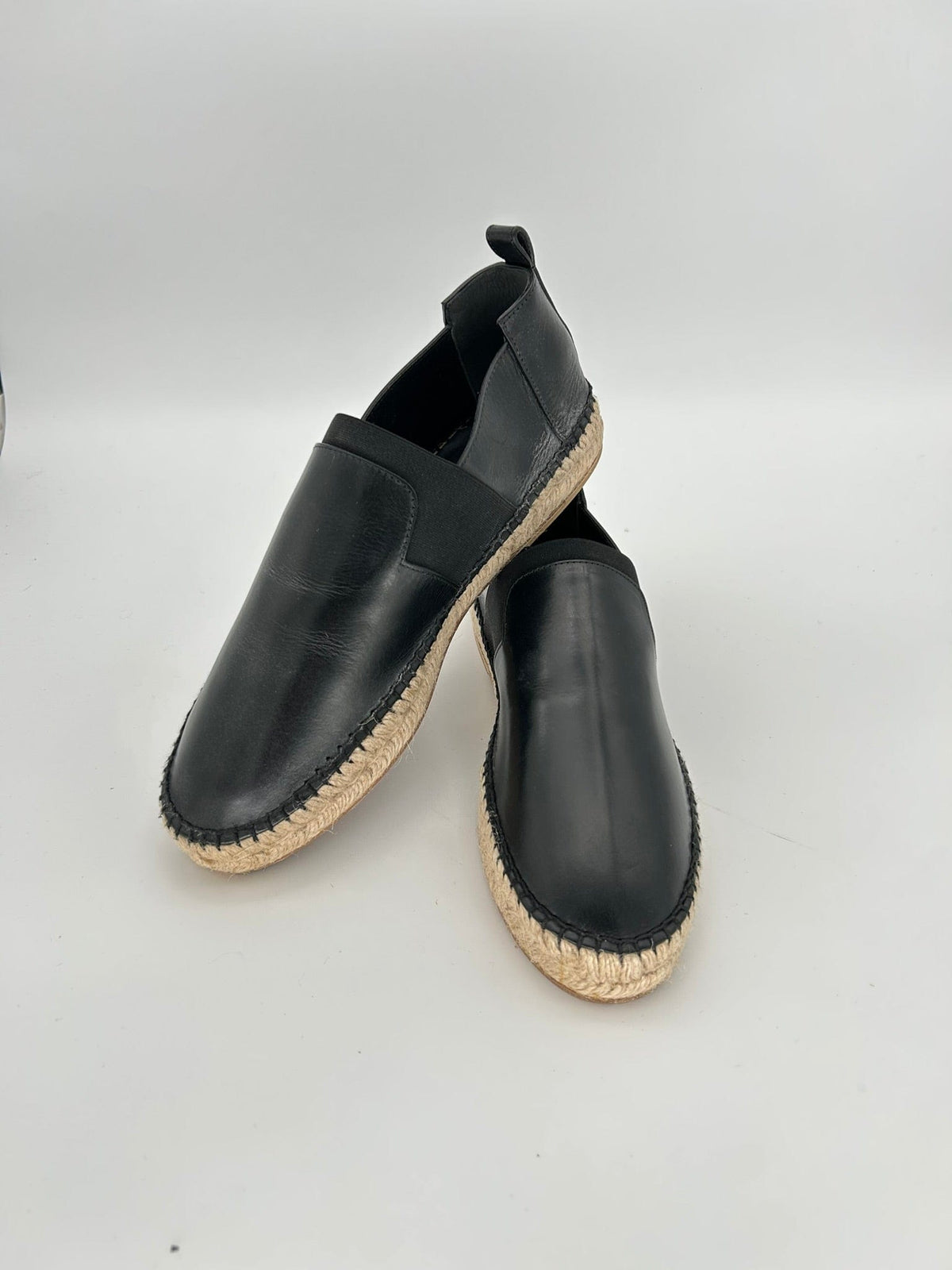Balenciaga Black Leather Espadrilles with Elasticated Band — SS16