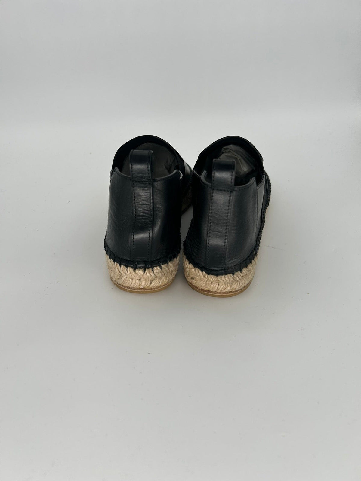 Balenciaga Black Leather Espadrilles with Elasticated Band — SS16