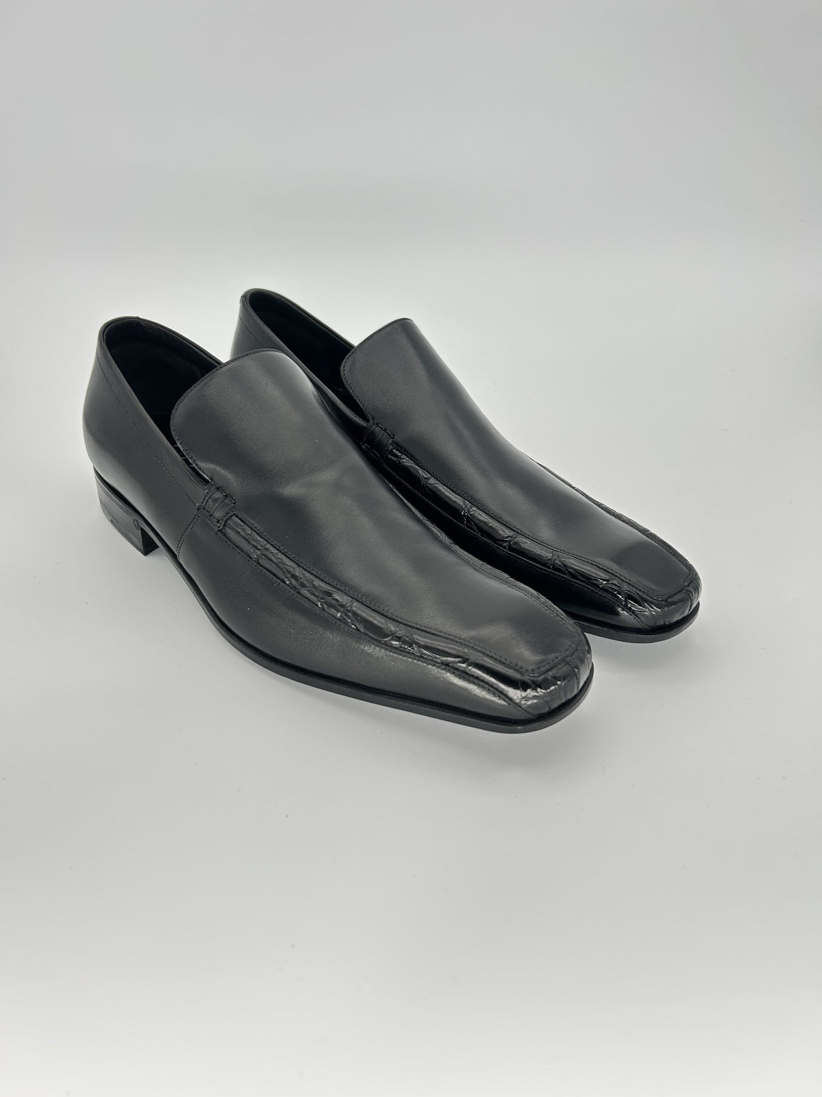 Gucci Black Leather Moccasin with Python Trim — Late 2000s Archive, Made in Italy