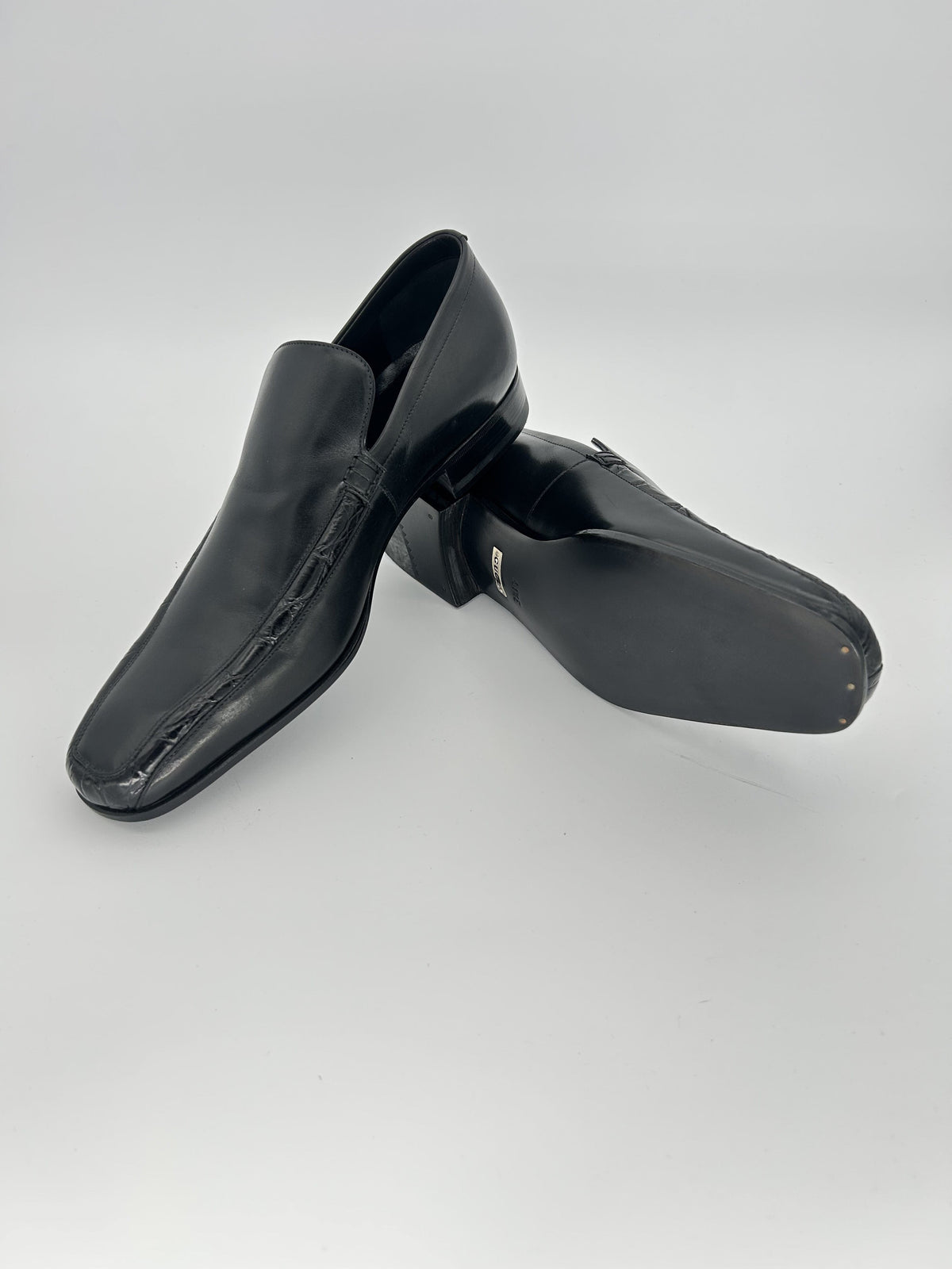 Gucci Black Leather Moccasin with Python Trim — Late 2000s Archive, Made in Italy
