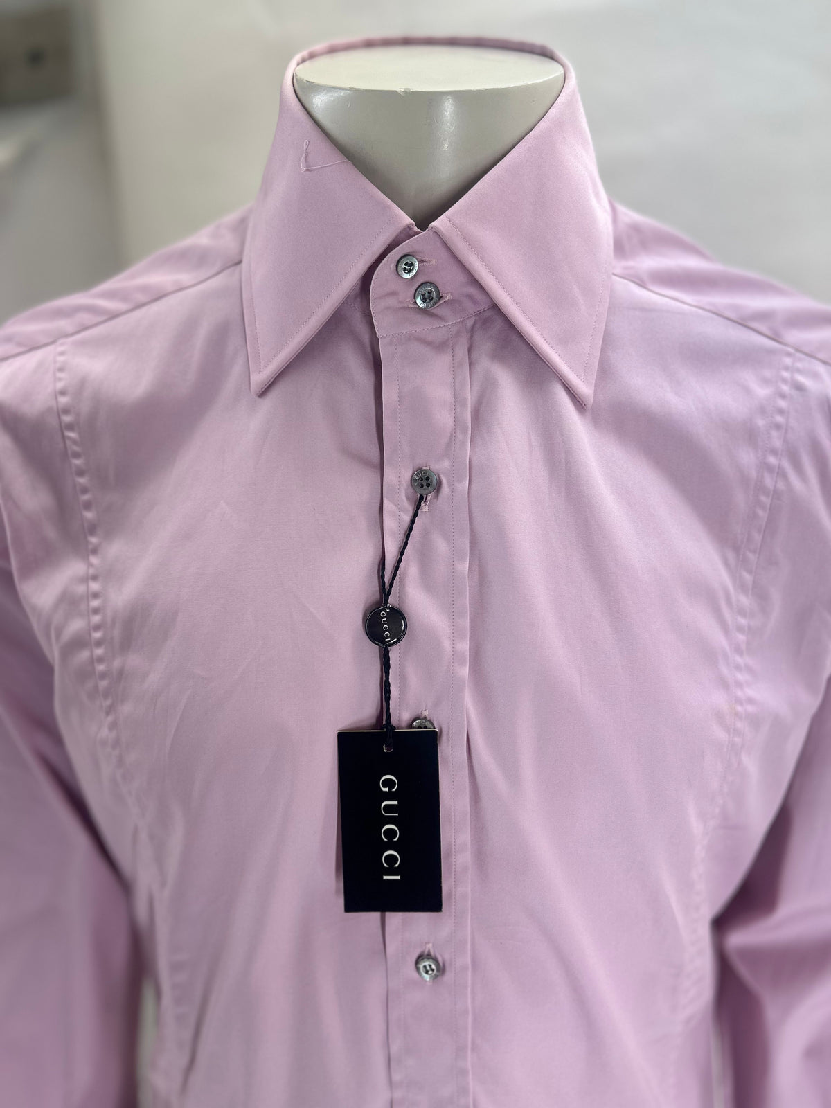 Gucci Pink Slim Fit Darted Shirt With Double Button Collar & Cuffs