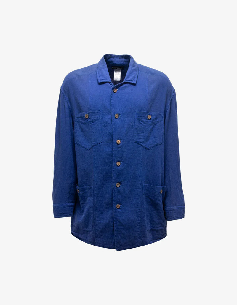 Issey Miyake Azure Blue Linen Work Overshirt ME57 - FD034