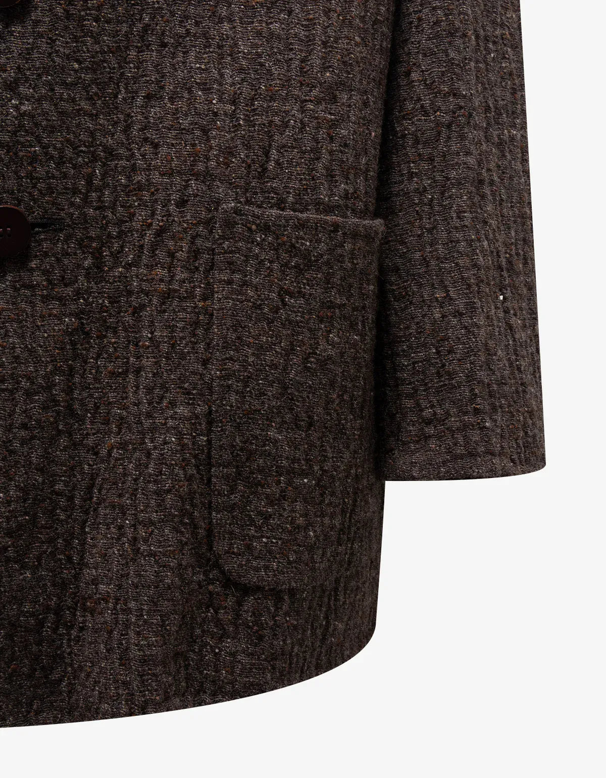 Issey Miyake Brown Bonded Marl Wool Crombie Overcoat