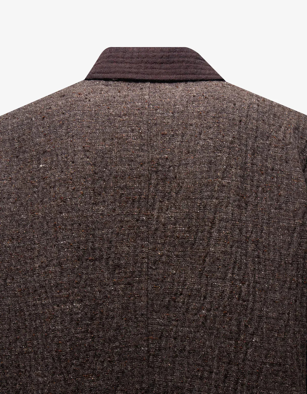 Issey Miyake Brown Bonded Marl Wool Crombie Overcoat