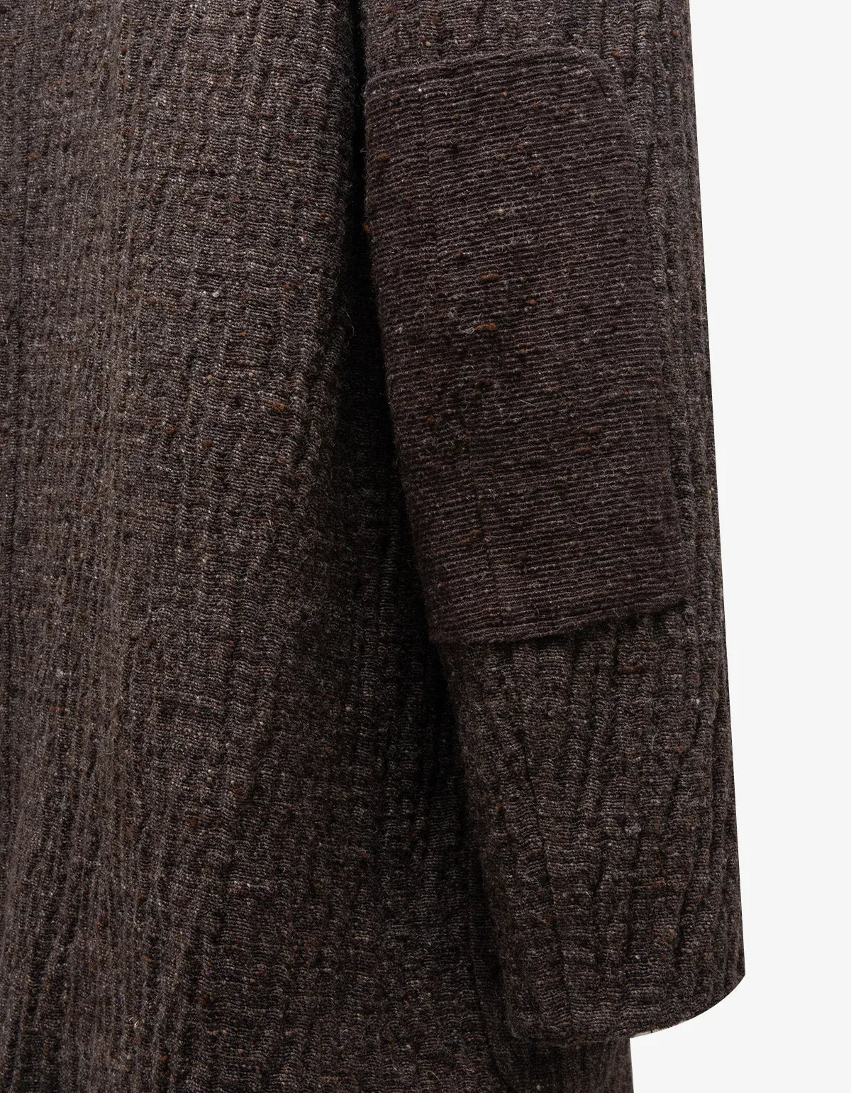Issey Miyake Brown Bonded Marl Wool Crombie Overcoat