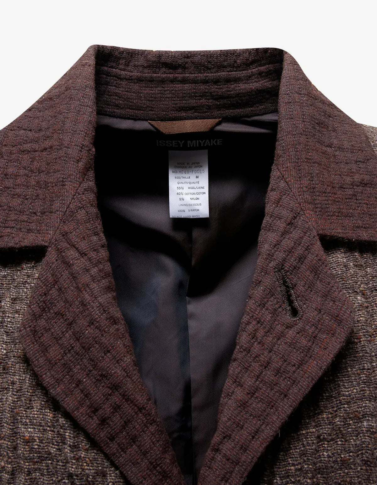 Issey Miyake Brown Bonded Marl Wool Crombie Overcoat