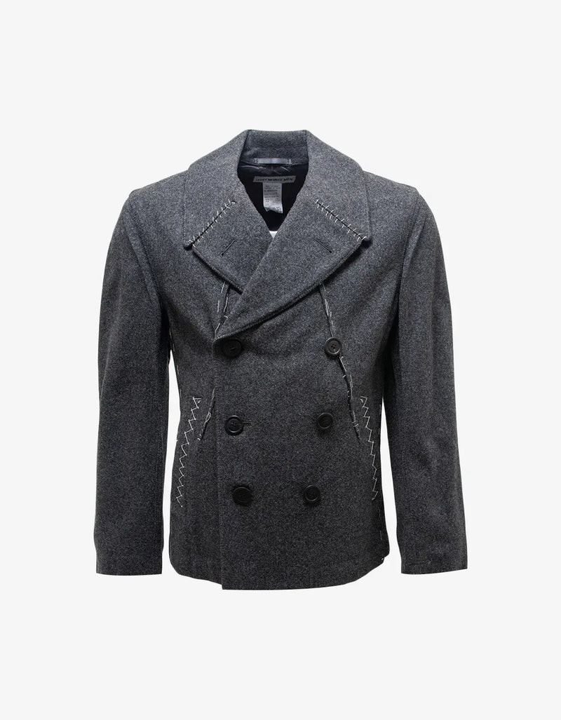 Issey Miyake Grey Deconstructed Stitched Peacoat ME99-FC059