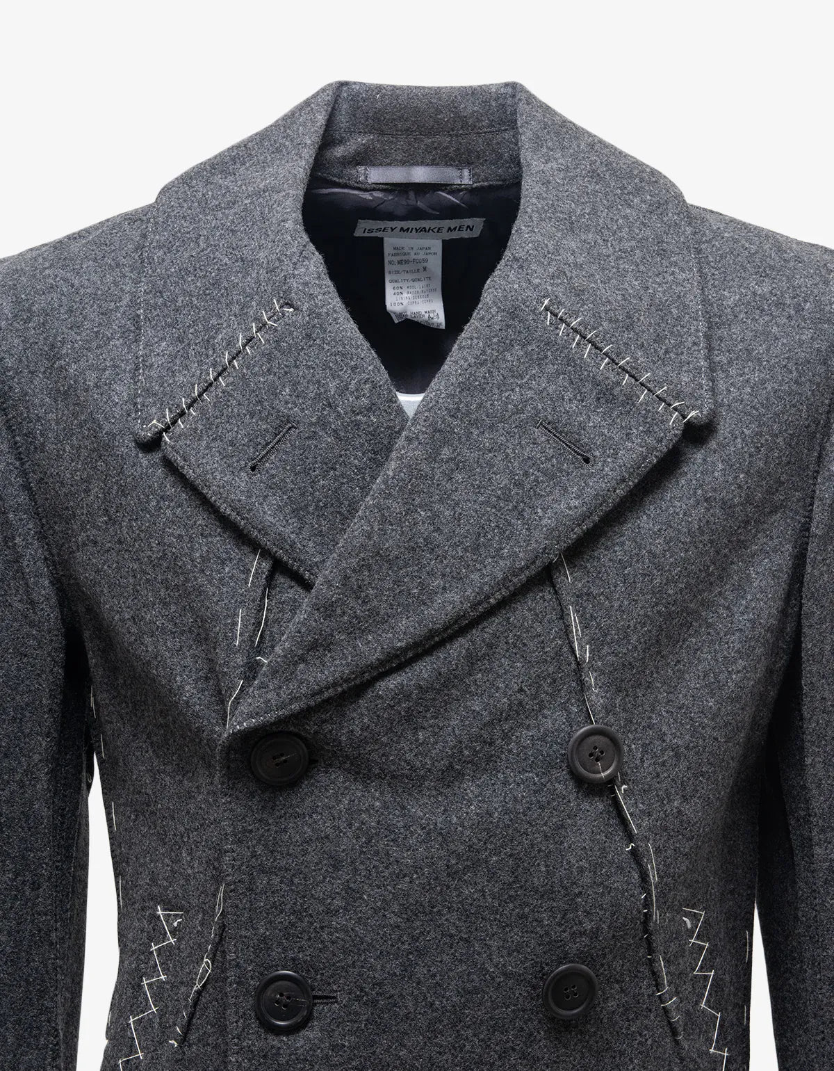 Issey Miyake Grey Deconstructed Stitched Peacoat ME99-FC059
