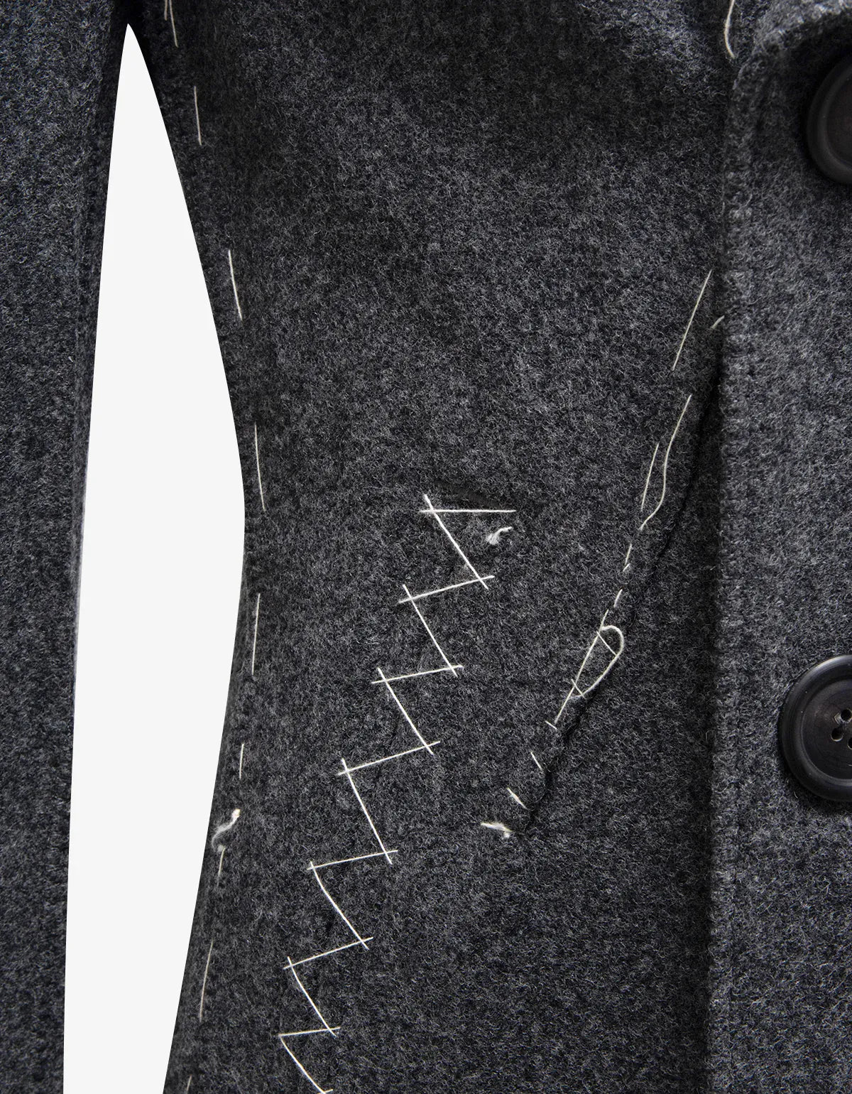 Issey Miyake Grey Deconstructed Stitched Peacoat ME99-FC059