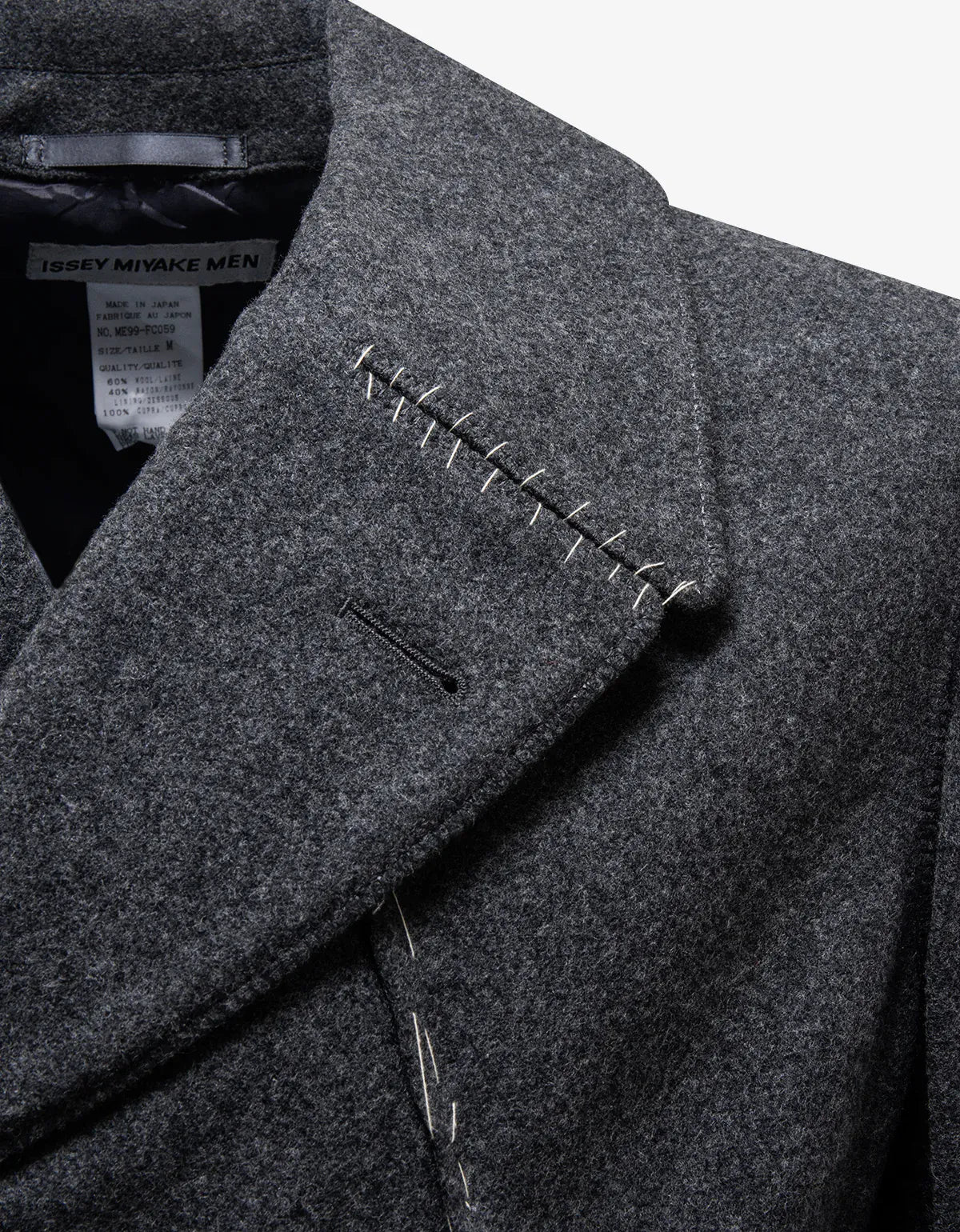 Issey Miyake Grey Deconstructed Stitched Peacoat ME99-FC059