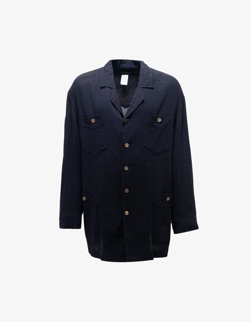 Issey Miyake Navy Blue Linen Work Overshirt ME57 - FD034
