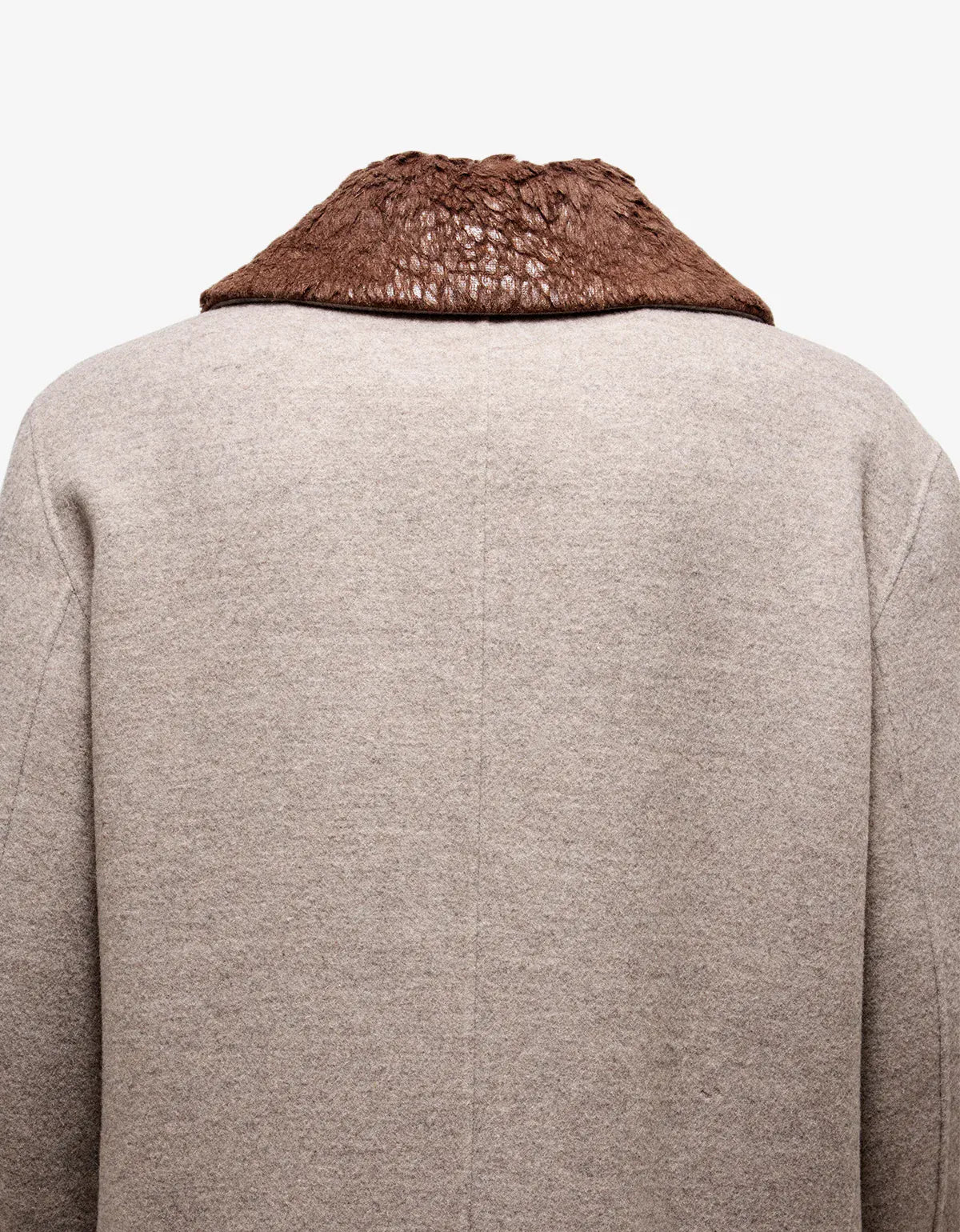 Issey Miyake Wool Coat With Waxed Fur Collar ME 69-FA154