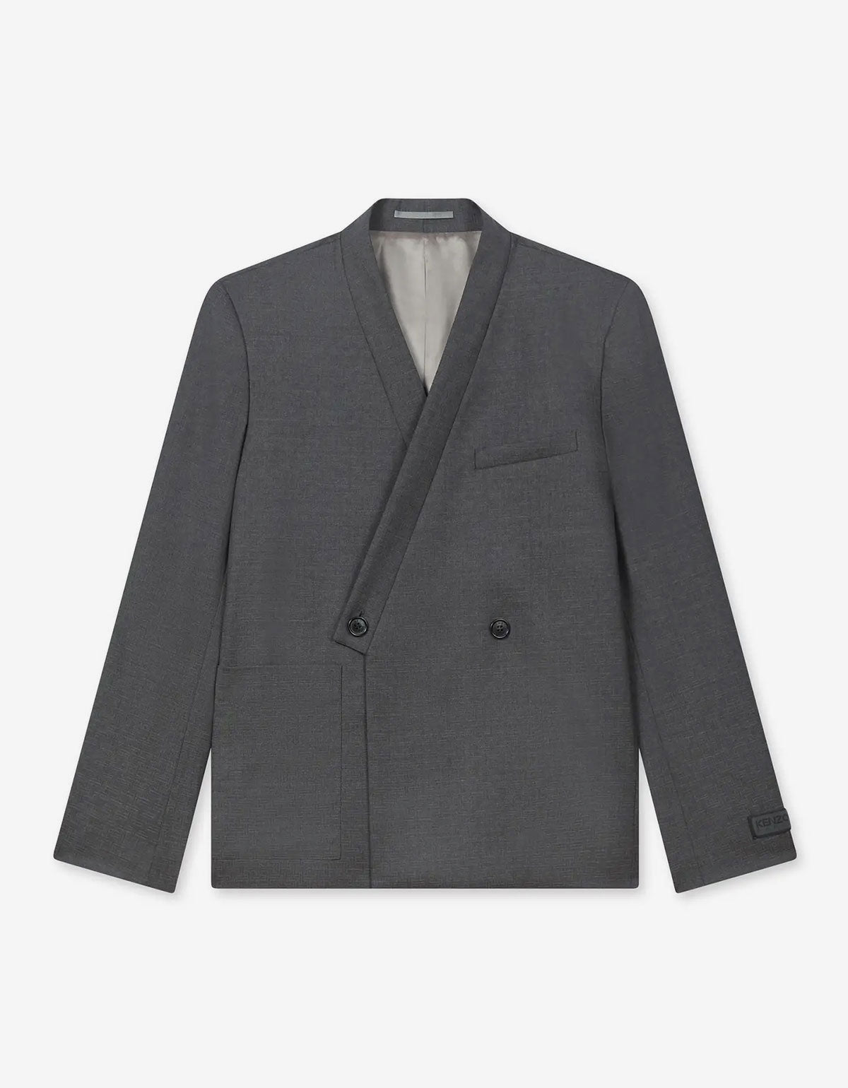 KENZO Weave Taupe Wool Jacquard Tailored Kimono Jacket FF65VE1459ID 92