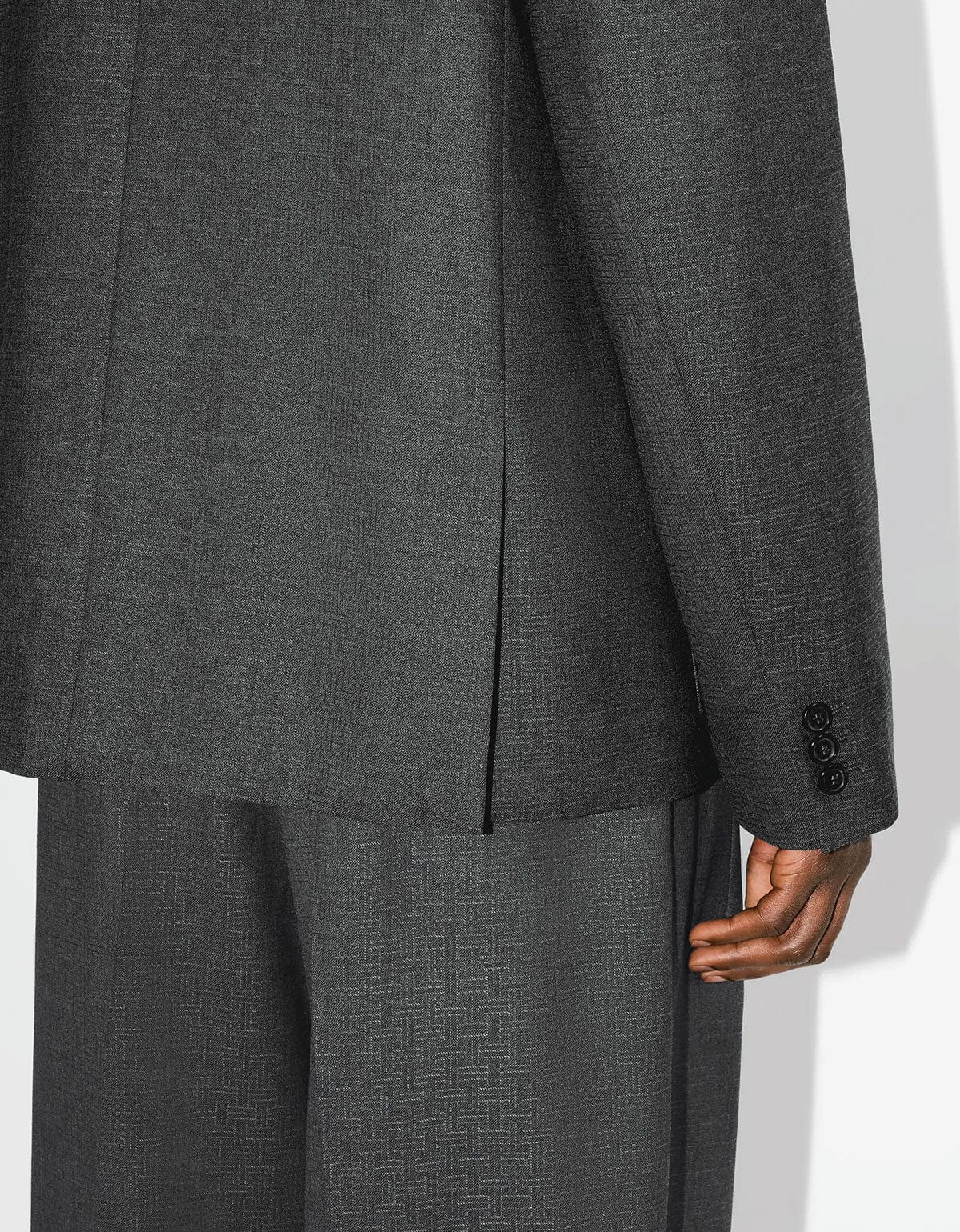 KENZO Weave Taupe Wool Jacquard Tailored Kimono Jacket FF65VE1459ID 92