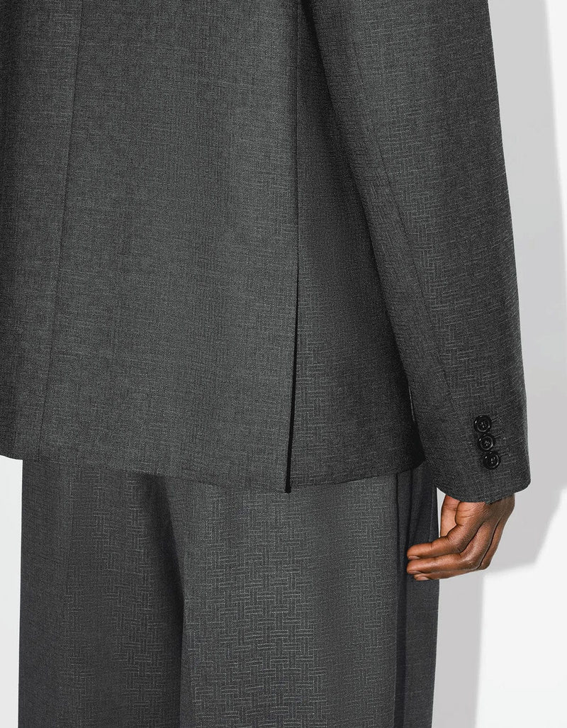KENZO Weave Taupe Wool Jacquard Tailored Kimono Jacket FF65VE1459ID 92