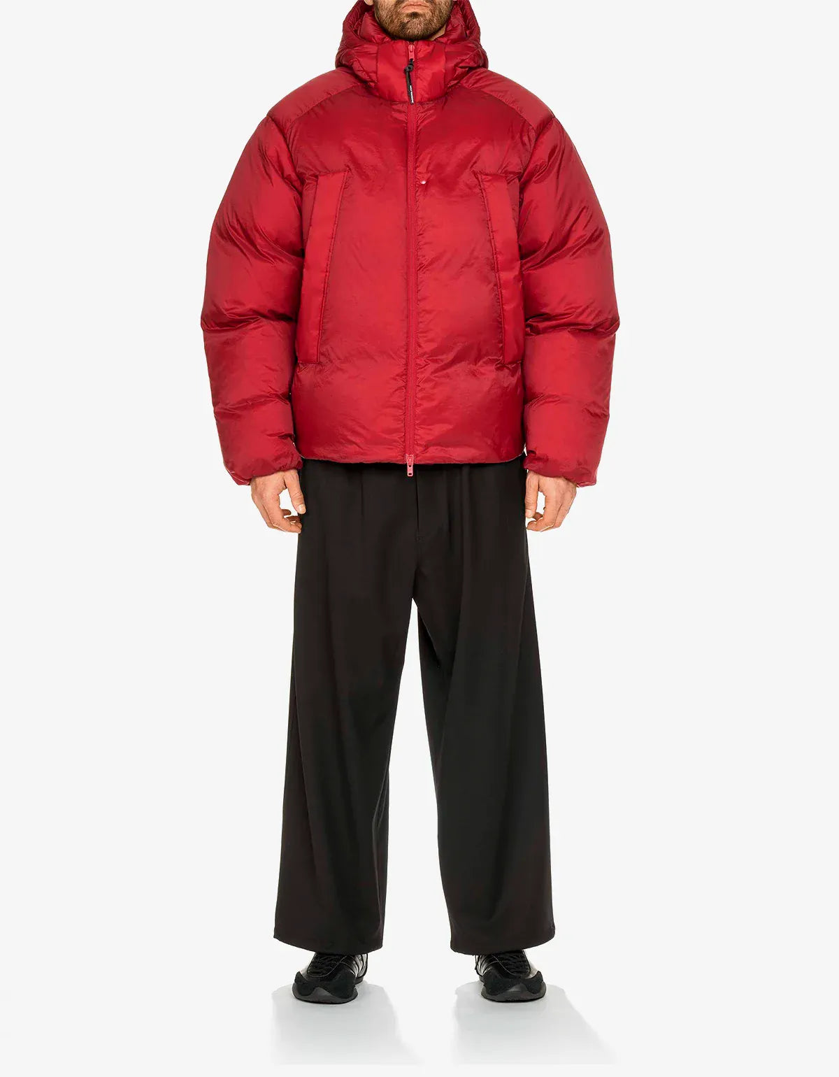 Y-3 Red Hooded Puffer Jacket KU2190
