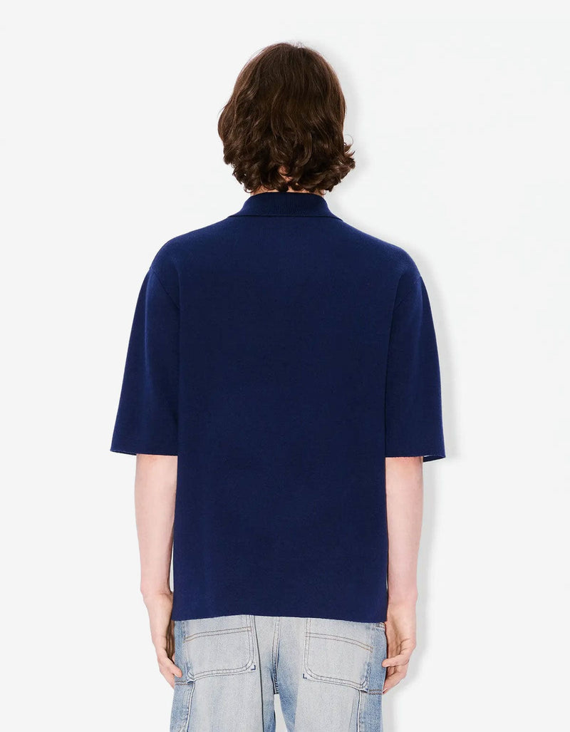 Kenzo Archive Bouquet Blue Embroidered Knit Polo FF65PO7633BG 77