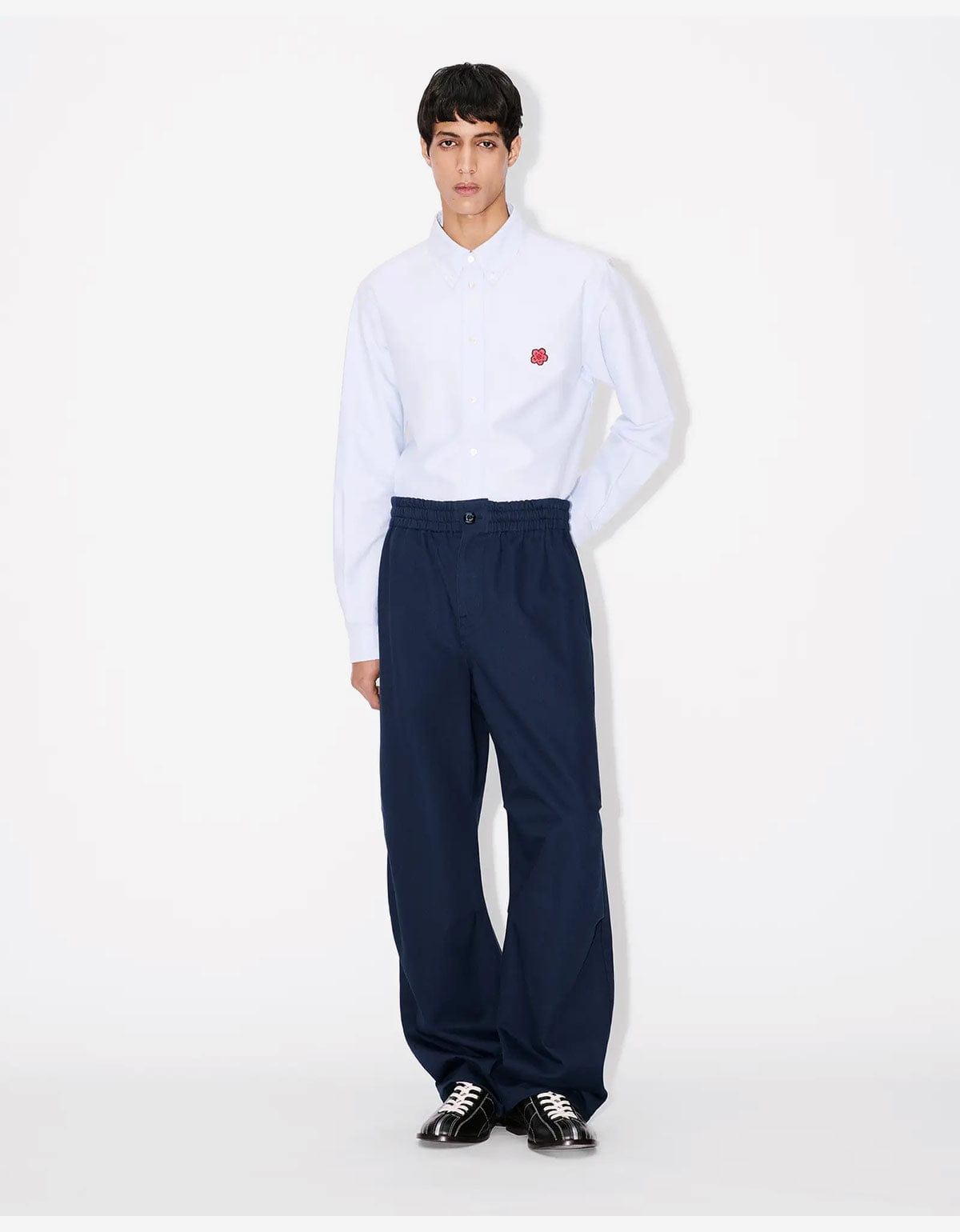 Kenzo Blue Elasticated Herringbone Trousers – mens designer