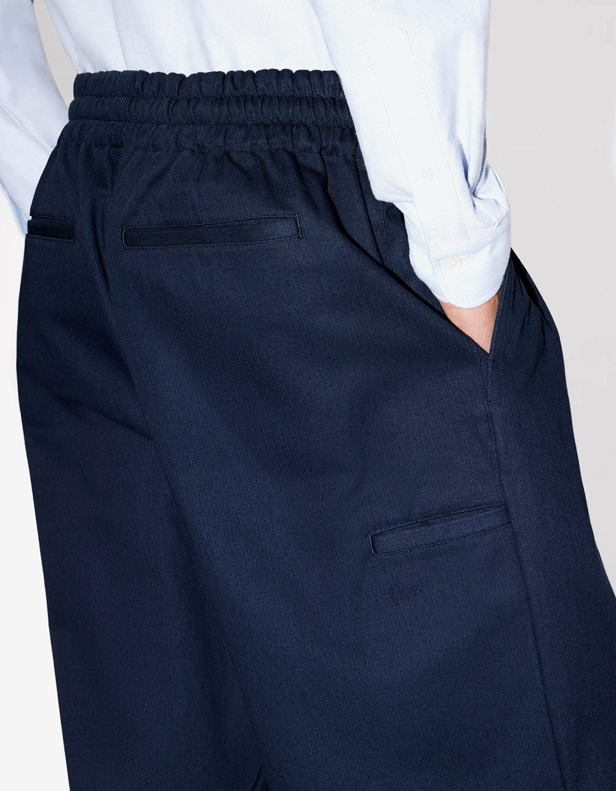 Kenzo Blue Elasticated Herringbone Trousers FG55PA5089OD 76