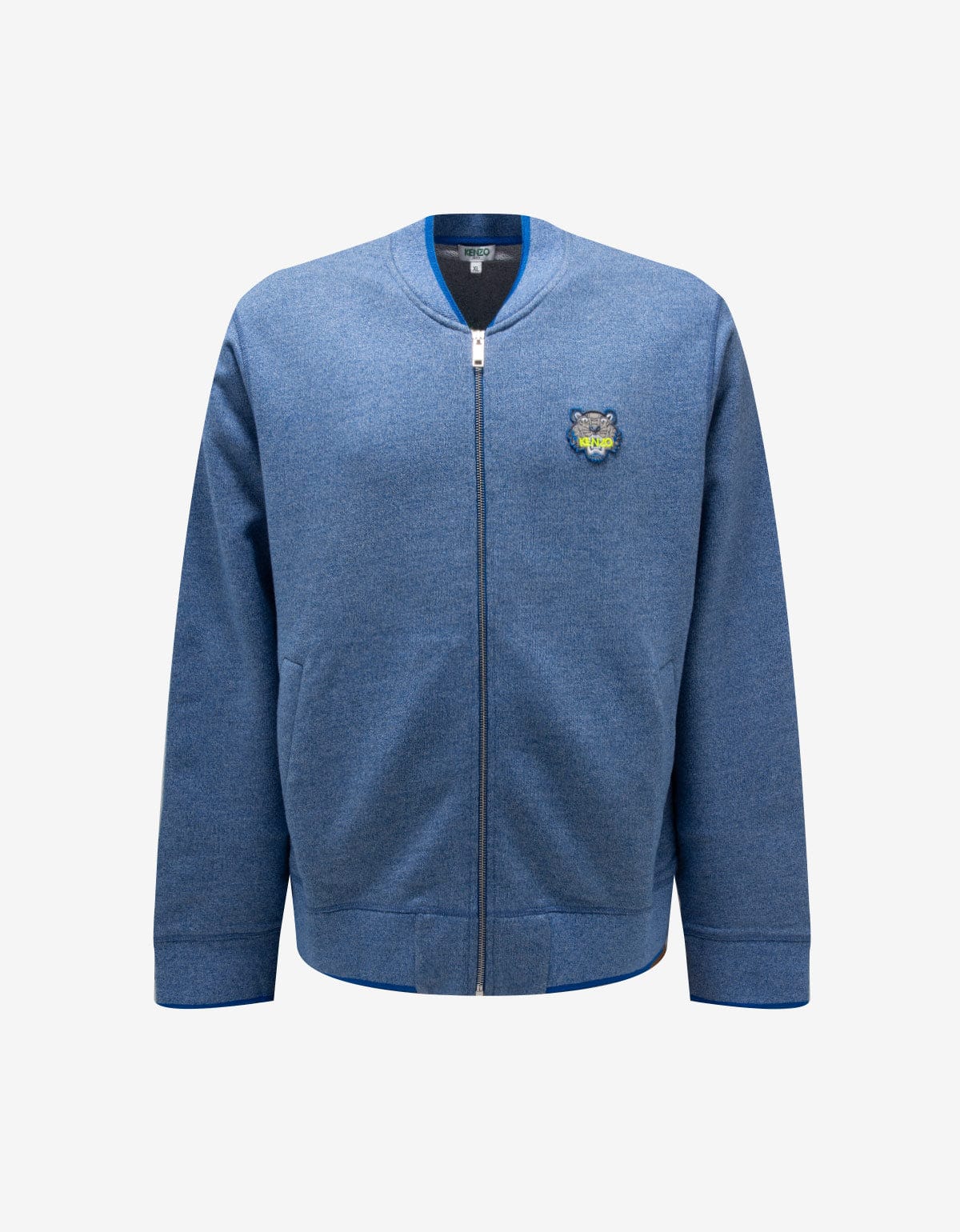 Kenzo Blue Tiger Badge Zip Through Sweatshirt