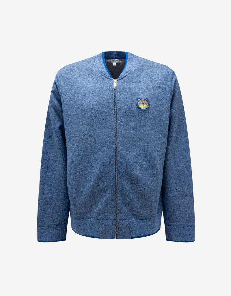 Kenzo Blue Tiger Badge Zip Through Sweatshirt