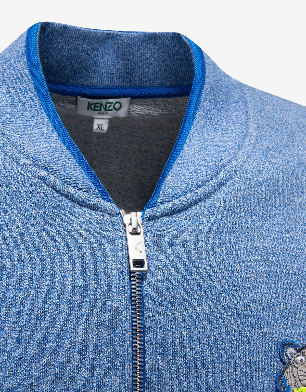 Kenzo Blue Tiger Badge Zip Through Sweatshirt