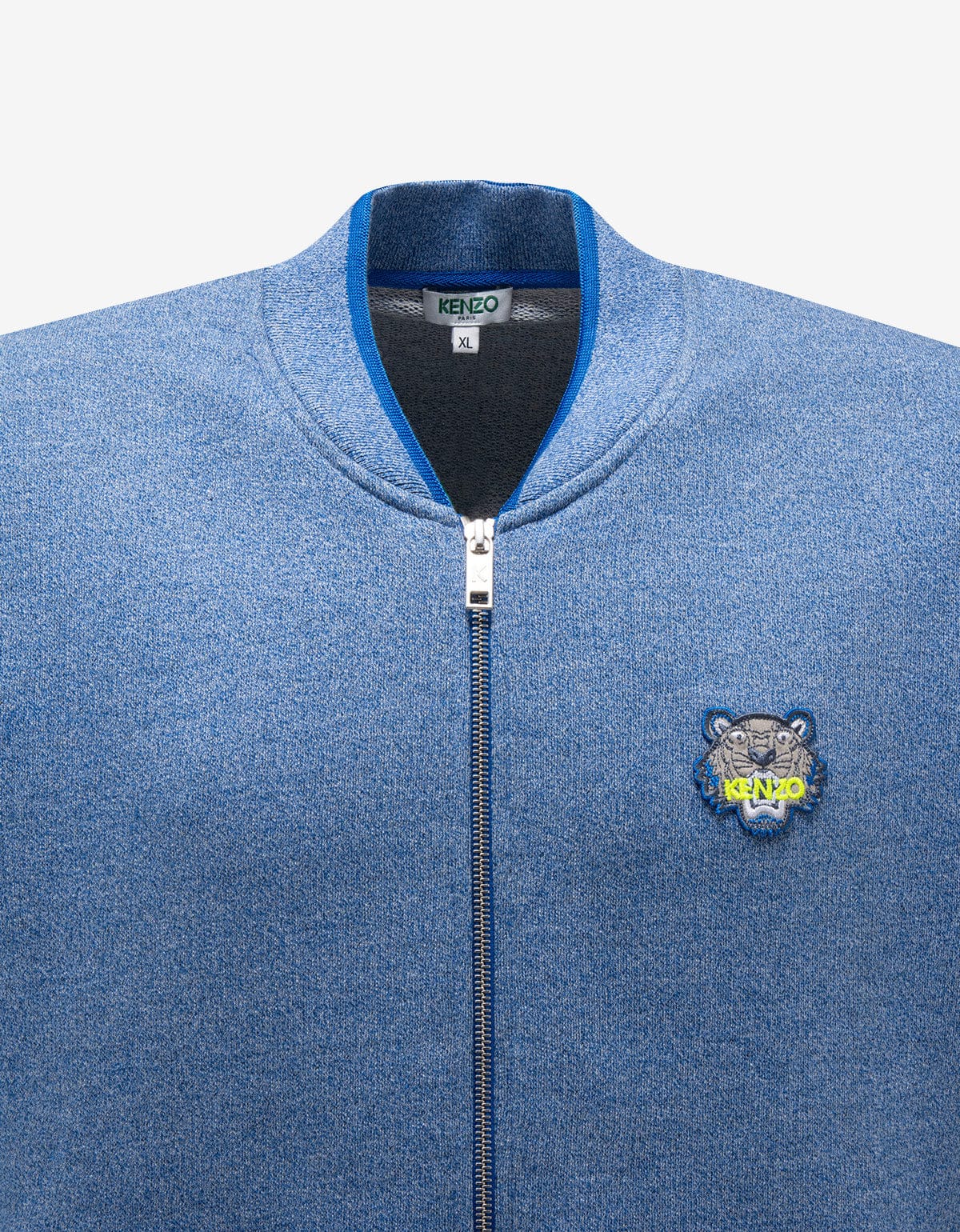 Kenzo Blue Tiger Badge Zip Through Sweatshirt