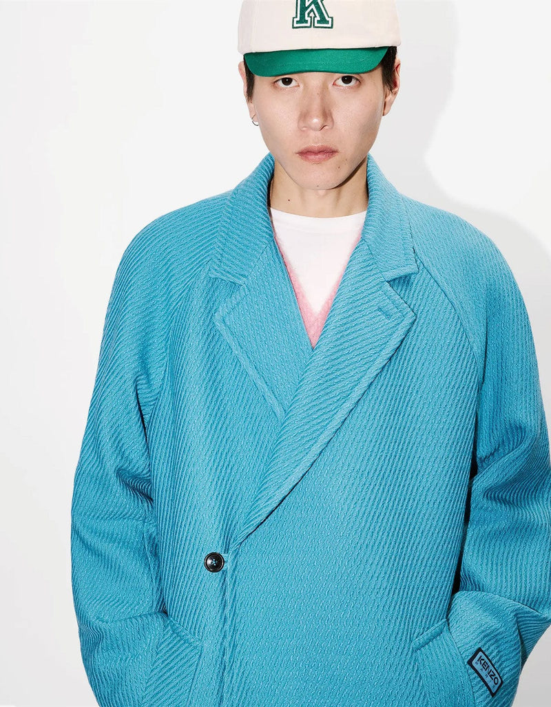 Kenzo Blue Wool Wrap Coat FF65MA0529PM 67