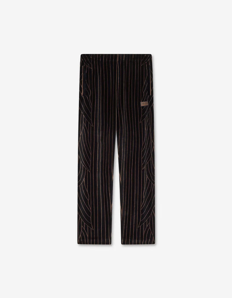 Kenzo Leaf Stripe Black Velvet Track Pants FF65PA5524JV 99J